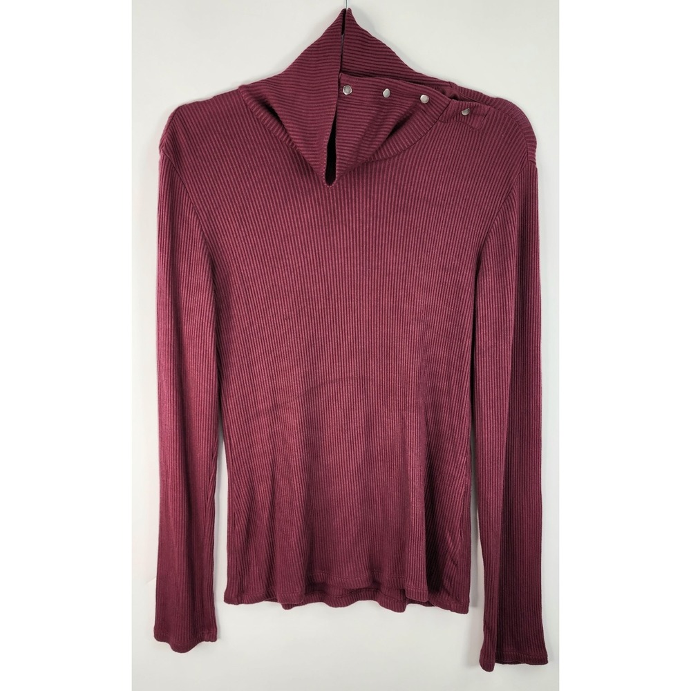 Dolan Anthropologie Top Women's M Left Coast Long Sleeve Ribbed Turtleneck Red